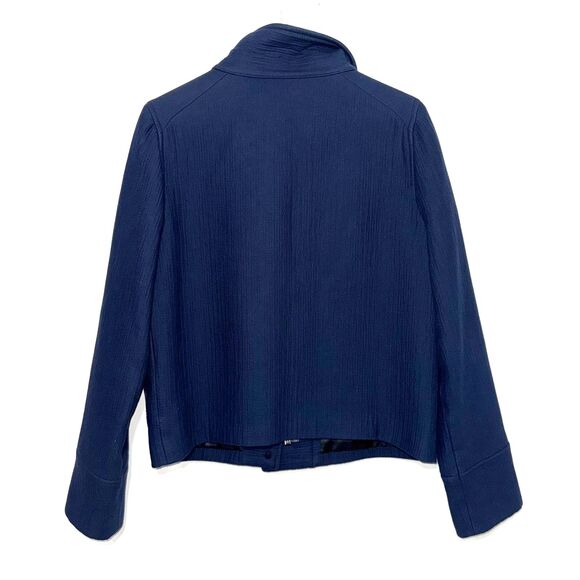 AYR Textured Mock Neck Zip Up Coat - Navy M - Picture 2 of 7